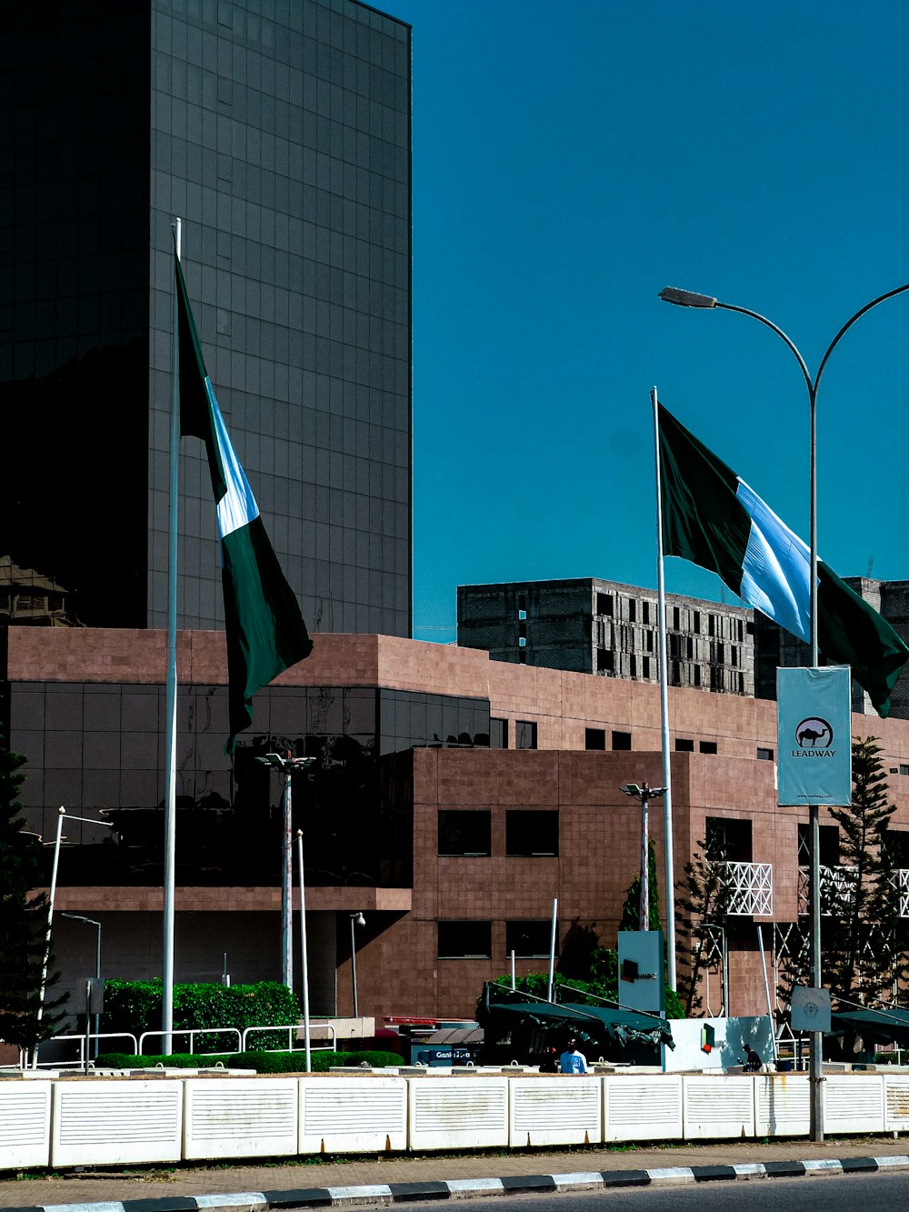 Flags outside government buildings in Abuja